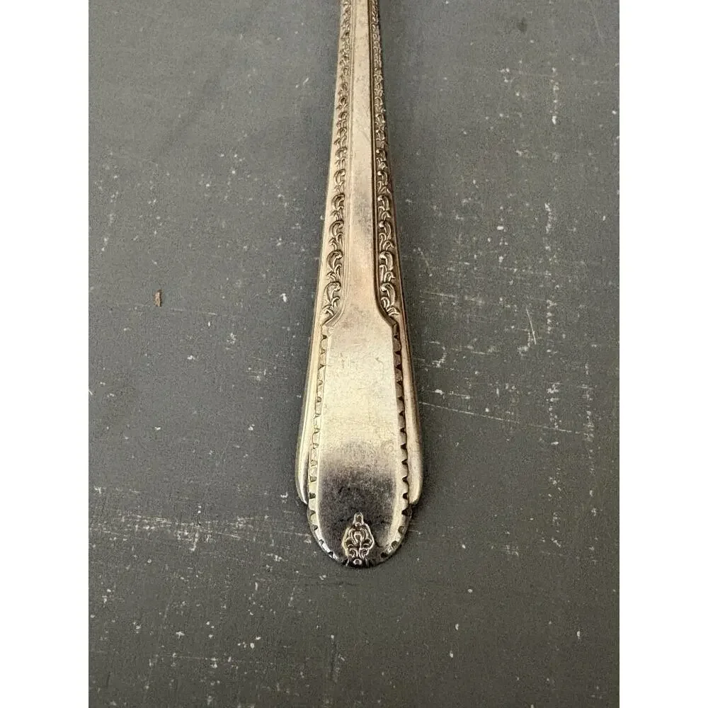 Vintage Cavalier Silverplate Iced Tea Spoon 8” Scroll Pattern Flatware